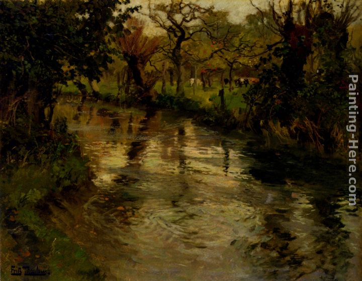 Woodland Scene With A River painting - Fritz Thaulow Woodland Scene With A River art painting